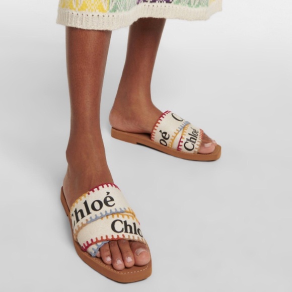 NIB $495 CHLOE Woody Logo Multicolored Stitch Sandals in size 36! - Picture 16 of 16